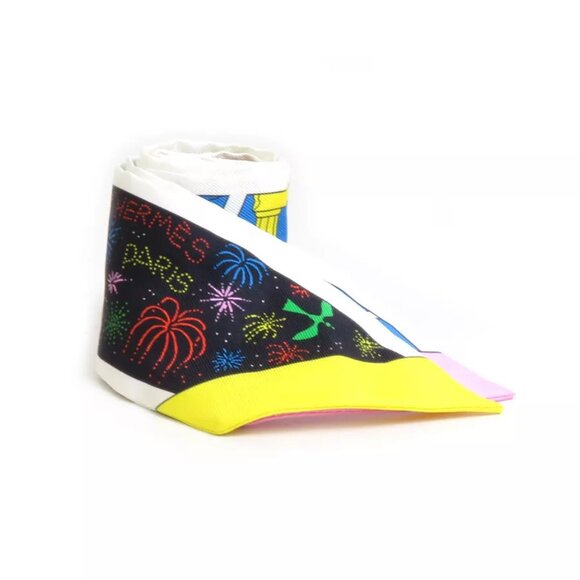 HERMES Twilly Ribbon Scarf Multicolor Silk